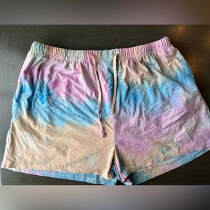 Tie Dye Pajama Shorts 2XL Pastel Lounge Sleep Shorts Drawstring Pockets